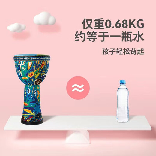 专尔zani非洲鼓大8寸幼儿园儿童手拍鼓初学者专业打击乐器儿童非洲鼓 大8 樱花鹿-绑绳款