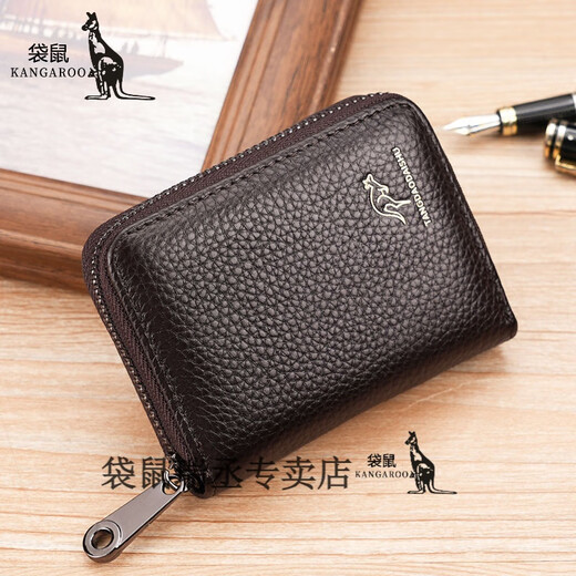 Kangaroo card holder genuine leather men's anti-degaussing document bag women's card holder driver's license holder anti-theft bank card holder cowhide black embossed label (14 card slots) jd