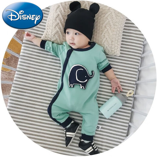 Disney (Disney) pure cotton baby jumpsuit for boys and girls, spring and autumn, toddler children's clothing, pajamas, baby clothes, newborn bag fart clothes for going out, white Snoopy, long sleeves, spring and autumn style, 90cm 20-24Jin Jin is equal to 0.5 kg