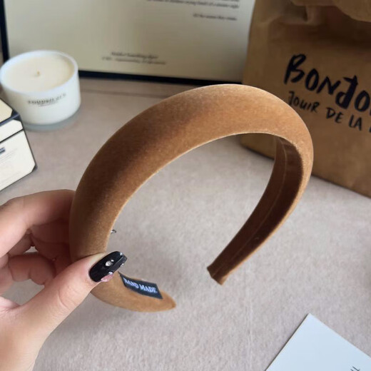 BARY REEF's new Hong Kong style headband with large head circumference, new headband, winter velvet hair accessories, high skull pumpkin color headband hairpin for women, mature pumpkin (whitening)