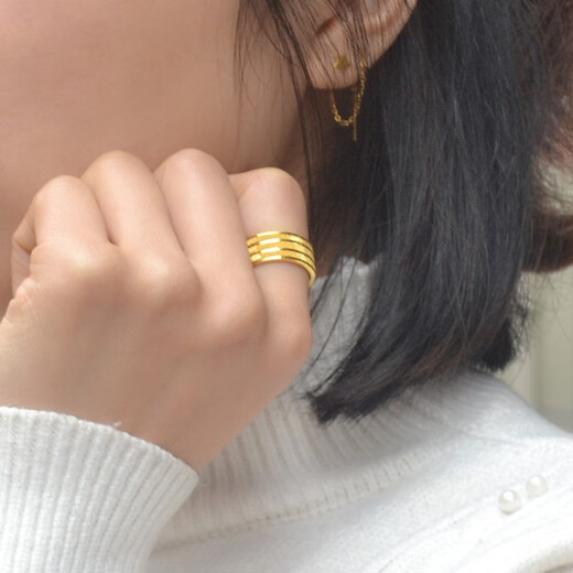 Qian Xinrui gold ring new fashion pure gold 999 frosted couple ring closed ring simple tail ring private customization 10g 8mm face width 18