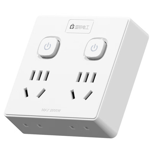 International Electrician (FDD) Wireless Type 86 Plug Power Converter Socket One Turn More One Turn Six Ultra-Thin High-Power Bedside Rubik's Cube Socket One Turn Fourteen Holes Socket Sub-Control Switch White
