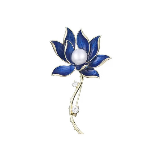 Chunla Chinese style brooch, retro blue lotus brooch, suit coat accessories, women's pin, new lotus flower for women, sapphire blue lotus A24-108