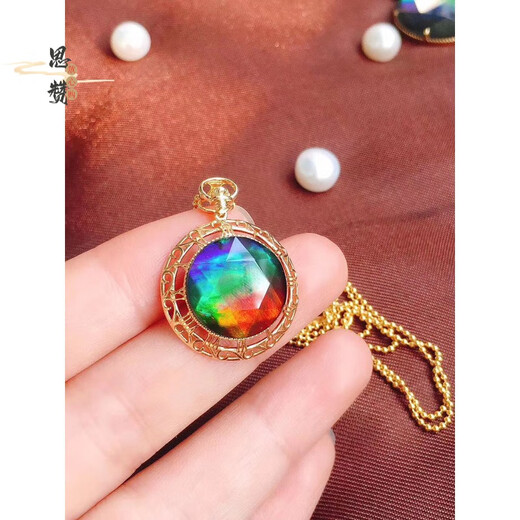 SZAN Canadian new natural crystal/semi-precious ammonite 18k gold inlaid Star of David pendant picture color