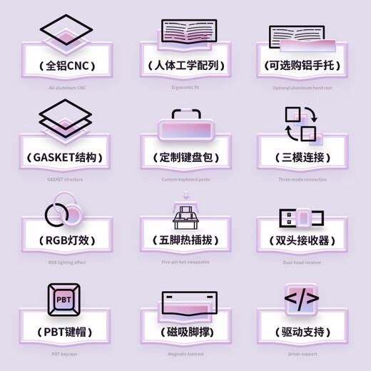 Hyeku F2 83-key wireless bluetooth three-mode mechanical keyboard, hot-swappable aluminum Alice layout gasket, attached carbon fiber handrest, ink-colored bamboo deep-sea switches