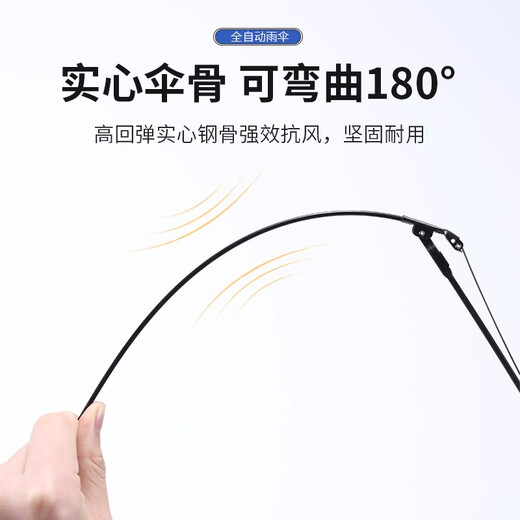 Jingxianju Automatic Umbrella Large Reinforced Thickened Strong Wind-Resistant Umbrella Fully Automatic Super Shade Men's Sun Umbrella Rain or Shine [Noble Black] Fully Automatic Enlargement - 10 Ribs