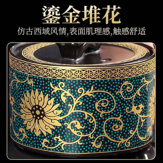 Xiangye Kung Fu tea set complete set household automatic stone mill lazy tea maker full set ceramic teapot teacup tea tray gift 3-piece automatic tea maker set with wrapped lotus branches