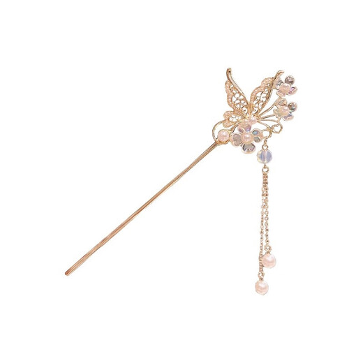 Bai Qixin ancient style hairpin with tassels for women with updos, new Chinese style metal headwear, Hanfu accessories, ancient costume hairpins, Teacher's Day Dielianhua tassel hairpins