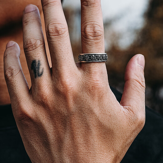 Mingyang Decoration Sea 925 silver 3D three-dimensional iris ring men's trendy original design high-end retro index finger closed ring US size 9# (suitable for Hong Kong sizes 19-21)