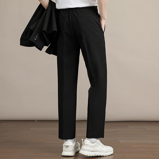 Dingfengbaoluo autumn drape suit pants men's straight loose wide-leg casual pants advanced slim C58 black M
