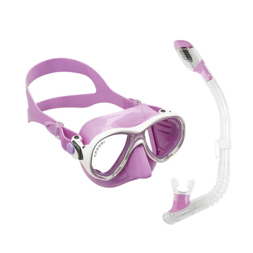 CRESSI意大利 CRESSI儿童浮潜三宝游泳面镜潜水镜全干式呼吸管装备套装  透明蓝色