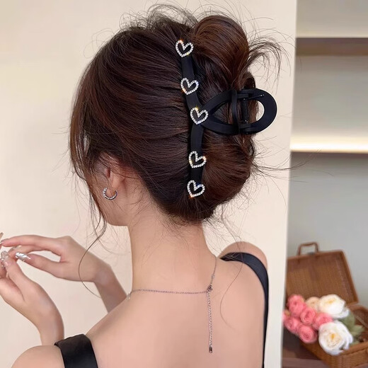 Two Worlds of Love, high-end, oversized grabber clip, headwear hairpin, love rhinestone hair accessory on the back of the head, 2025 new summer women's love grabber clip