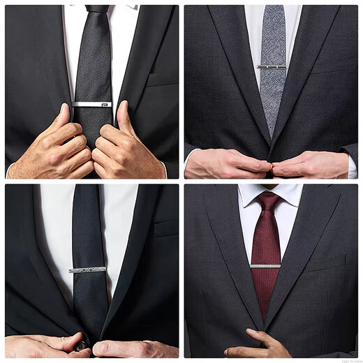 Suican men's tie clip cufflink set business wedding high-end tie clip pin birthday gift suit cuff pin cuff pin black retro pattern cufflink set