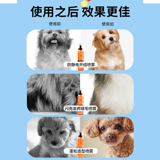 Black Bird Pet Knot Opening Spray Cats and Dogs Anti-static Knot Opening and Hair Protection Dog Hair Conditioner Moisturizing Pet Styling Hair Care Solid Wood Needle Comb + Fluffy Styling Spray