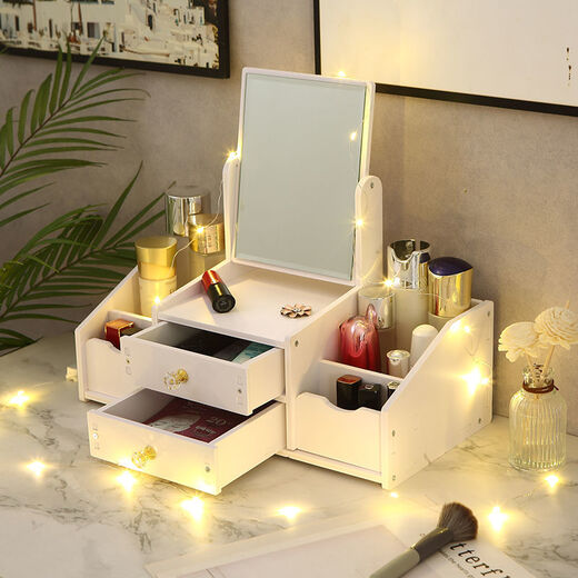 Muran Noel cosmetics storage box drawer-type jewelry skin care products mask lipstick with mirror desktop organization large storage extra large double box round mirror