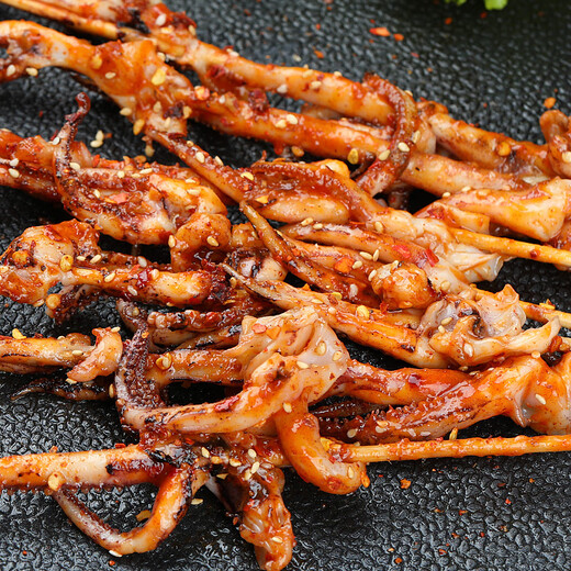 Beihai Bay Squid Tentacles Fresh Frozen Squid Freshly Cut Two Full Teppanyaki Squid Octopus Seafood BBQ Ingredients 6A Grade Strictly Selected Quality 6Jin Jin is equal to 0.5kg (net weight) (teeth and eyes removed)