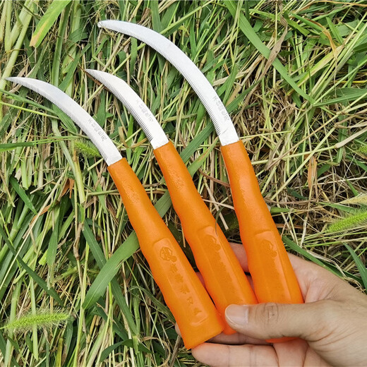 Renjuyi sickle grass cutting knife agricultural sickle cutting leek knife stainless steel serrated small sickle all steel cutting knife gold 60 and above 8cm