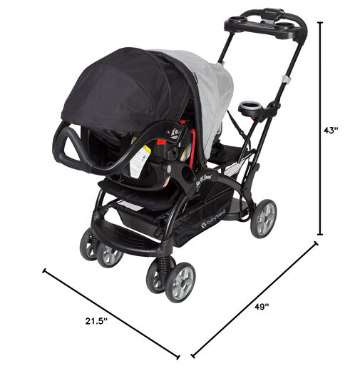 Baby trend two-seater stroller can sit or stand, 22.6kg load capacity, front and rear seat belts