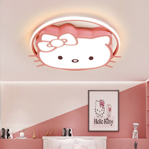 祎琳（yilin）儿童房间灯LED卧室灯2024年新款书房灯卡通男孩女孩公主房灯 粉KT猫-43CM 单色白光