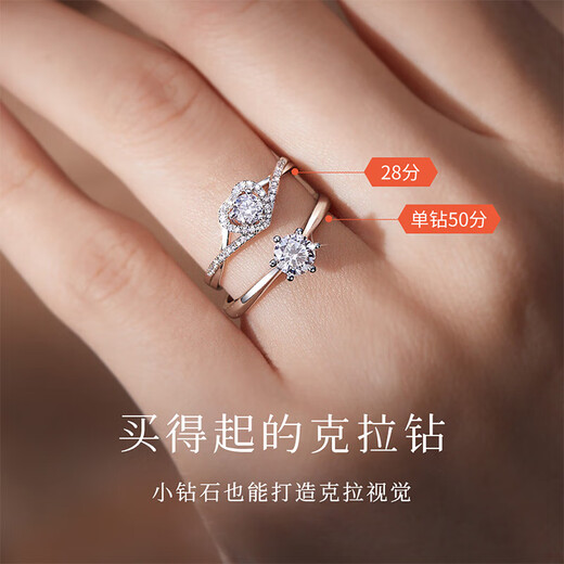 Diamond birthday gift 18K gold natural diamond ring 1.5 carat effect diamond ring 12# (for other circles, please contact customer service)