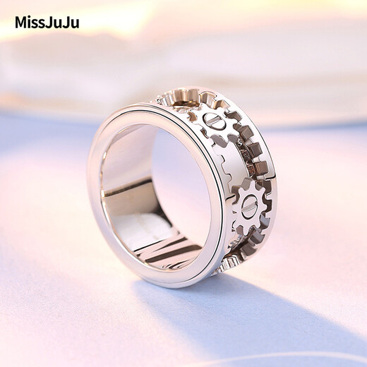 Miss JuJu pt950 platinum ring men's platinum ring domineering personality mechanical gear ring can rotate large ring ring customized 15 yards about 25g according to actual hair, more refunds, less supplements