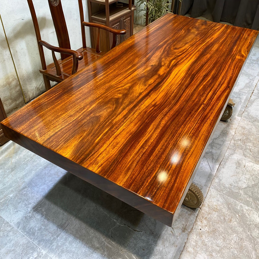 Mulian Linrong Okan solid wood large board tea table African green heart sandalwood whole board without splicing conference office dining table tea table coffee table Okan other sizes