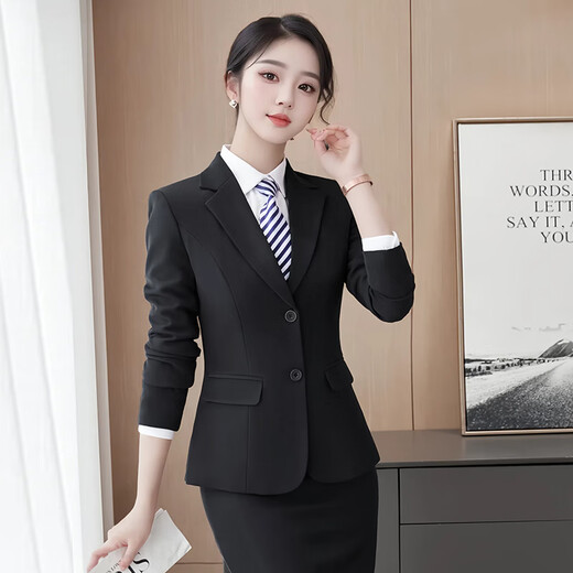 Troman black suit suit, women's business attire, formal interview attire, college student work clothes, suit jacket, two-piece set