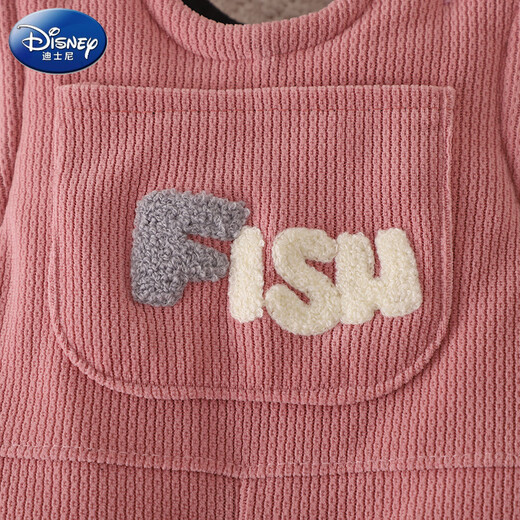 Disney (Disney) baby suspender cotton pants, a pair of winter baby open crotch suspenders, autumn and winter cotton and thickened outer pants for boys and girls, MING suspender cotton pants with pockets, FISH Duoduo fish blue 73 cm