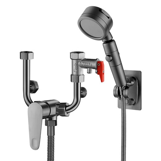 ARRITAL gun gray electric water heater mixing valve U-shaped hot and cold shower faucet switch valve surface-mounted 304 stainless steel universal U-shaped mixing valve + shower set