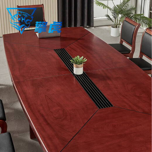 Table de conférence en placage peint, table de conférence, bureau, négociation, formation, rouge, 3 mètres de long * 1,4 mètres de large * 0,76 mètres de haut
