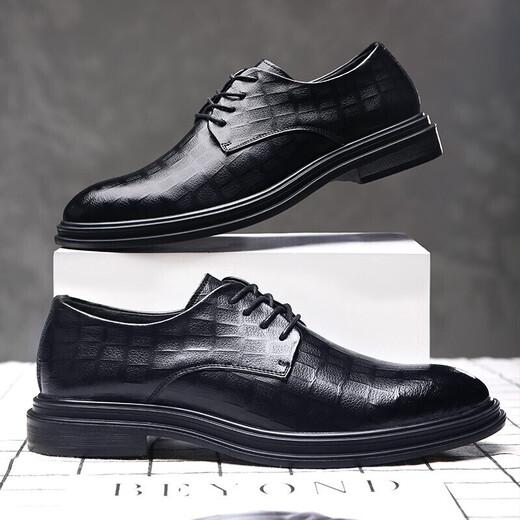 PULIWEI leather shoes men's 2024 autumn new business shoes formal leather shoes cowhide men's leather shoes formal shoes British men's shoes black 42