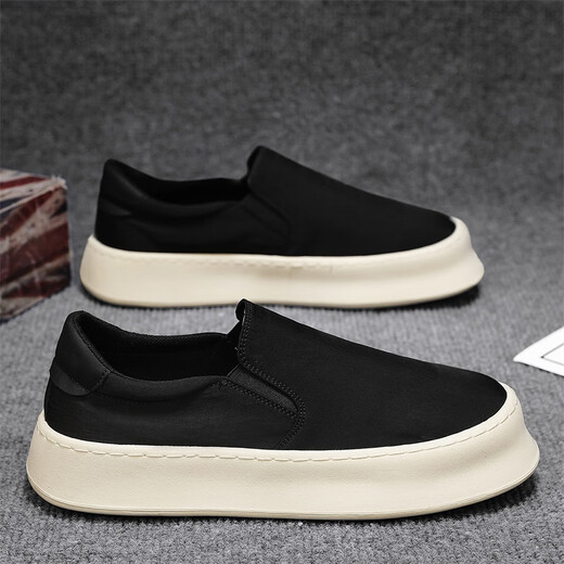 dkcci老北京布鞋男夏季透气冰丝软底休闲板鞋一脚蹬工作防滑黑色帆布鞋 黑色 26 (260mm) 42