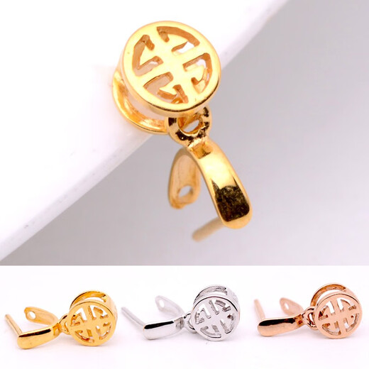 Yuan ethnic group 18k gold buckle head cow nostril pendant buckle platinum color gold thickened jade buckle melon seed buckle emerald diamond jade pendant buckle please note the color - no note the default is K yellow