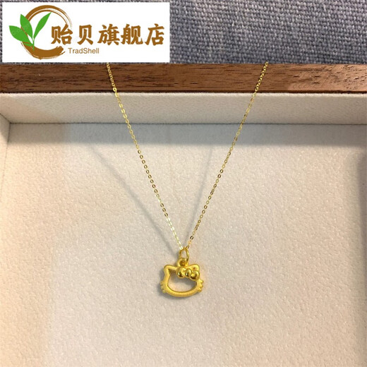 Mussel Gold Store HelloKitty Hollow Gold Necklace Simple Hello Kitty KT Bow Plated 18ktty Necklace tty Necklace