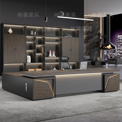 Yingwei boss desk office desk and chair combination office table simple modern high-end manager and president executive desk office furniture 2-meter boss table upgraded version