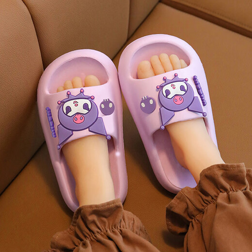 Gong Mao Children's Slippers Girls Summer Indoor Home Non-slip Soft Soled Boys Outerwear Cartoon Kuromi Sandals Girls Purple Kuromi 28-29 Inner Length 18cm Suitable for Sports Shoes 28-29