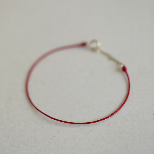 Holy glass 14K gold good luck extremely thin natal red K gold red rope exquisite good meaning transfer bracelet adjustable stacking 15.5cm