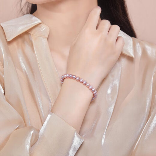 Meluxe freshwater pearl bracelet elastic rope mixed candy color bracelet birthday gift for wife and mom lavender 7-8mm