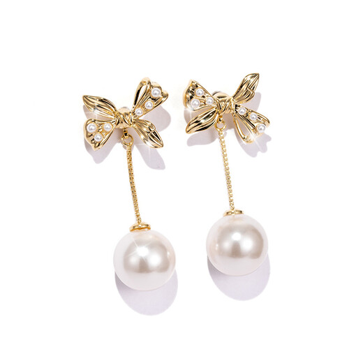 Qlady bow tassel earrings, feminine and high-end, 2025 new imitation pearl earrings, light luxury earrings gift