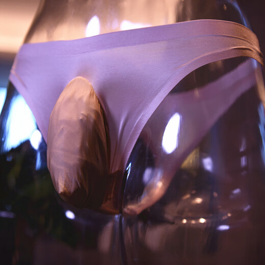 男士无痕内裤性感冰丝丁字裤低腰青年纯色裤衩诱惑免脱开裆诱惑t 开口 黑色100-160斤色字裤