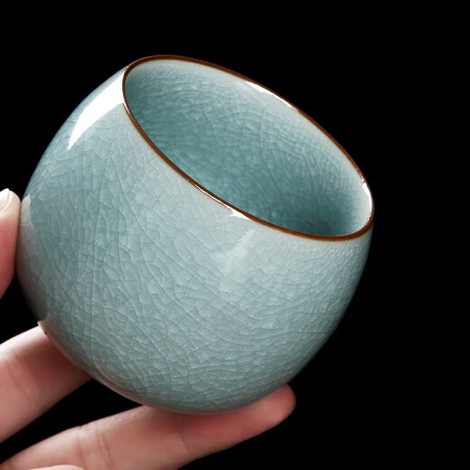 Tangfeng Ru Kiln Master Cup Single Cup Kung Fu Tea Cup Ceramic Tea Cup Tea Set Personally Used High-end Ice Flower Ice Crack Cup Ice Flower Belly Measuring Cup