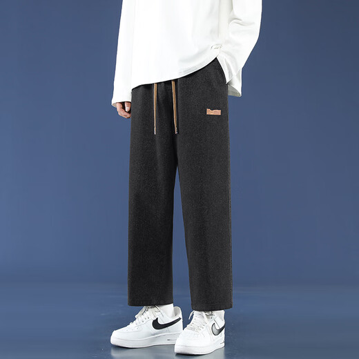 Foss Phil高街九分牛仔裤男士夏季薄款透气美式潮流直筒宽松运动休闲裤子 潮牌718-K830黑色 S 【推荐90-110斤】