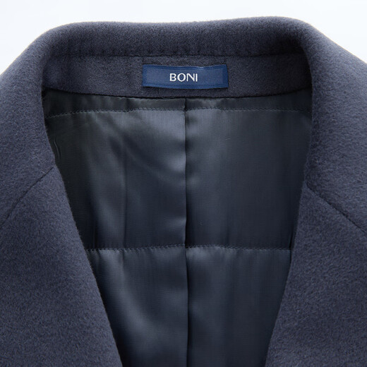 Bonny Woolen Coat Men's Autumn and Winter Warm Wool Cashmere Woolen Coat Men's Business Casual Jacket Gray Blue 175
