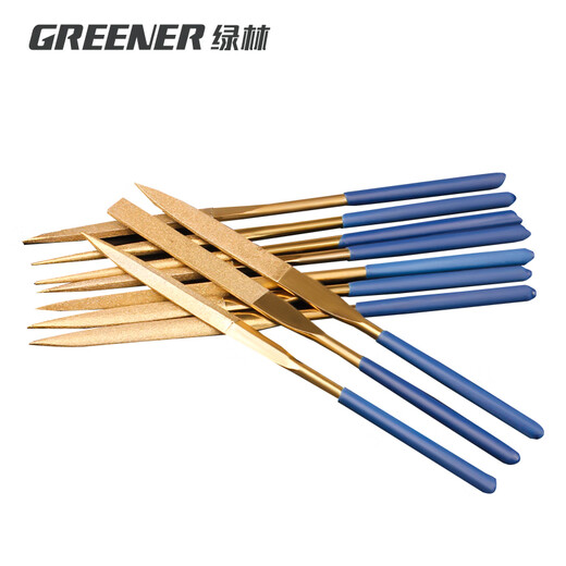 GREENER file grinding 11-piece set 3x140mm diamond file steel household grinding rod alloy titanium plated stamp assorted