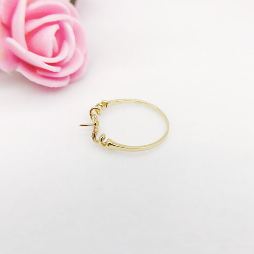 Nanzhi New Product 18k Gold Ring Spiral Diamond Ring Holder Ring Tail Ring Ring Jasper Pearl DIY Accessories Women's K Yellow No. 14 Ordinary Pearls Not Included