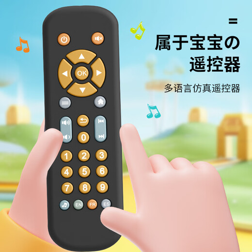 New Infant TV Simulation Remote Control Children's TV Remote Control Music Learning Early Education Baby Toy Black Remote Control (English Packaging)