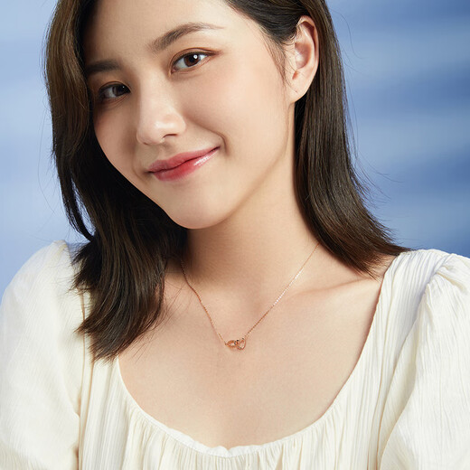 Saturday blessing 18K gold necklace female love interlocking necklace birthday gift KI064668 42+3cm