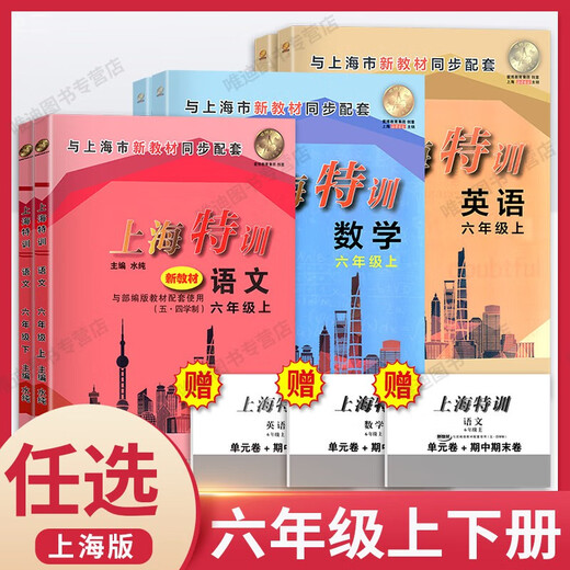 上海特训六年级上七上册下册数学N版678年上海沪教版初中同步配套 7年级下册.语文+数学+英语[套装