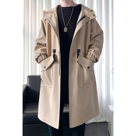 Zhanfeng (zhanfeng) Extra Large Men's Windbreaker Men's Mid-Length Autumn and Winter Trendy and Handsome British Style 300 Jin Jin equals 0.5 kg Coat Versatile Jacket Black Cotton 5XL Recommended 200-220 Jin Jin equals 0.5 kg