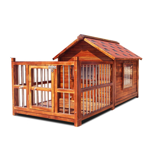 Dog House Outdoor Waterproof Solid Wood Dog House Medium and Large Dog Golden Retriever Dog House Rainproof Summer Outdoor Four Seasons Pet Villa 5XL with Yard Double Windows with Screen Package Installation